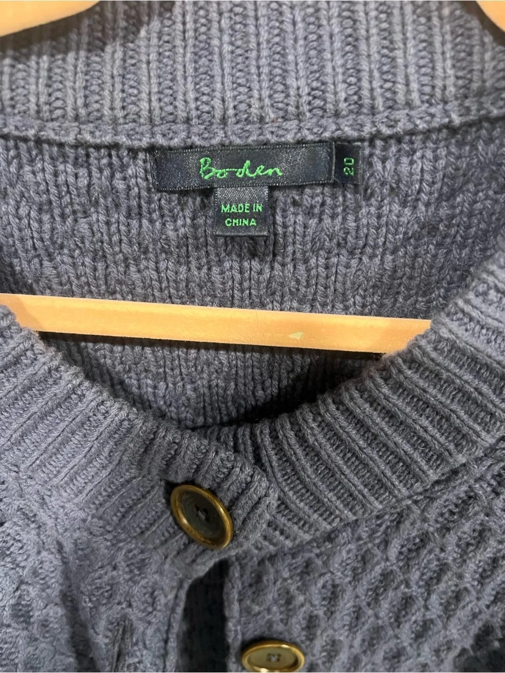 Boden Blue Textured Knit Button-Front Cardigan